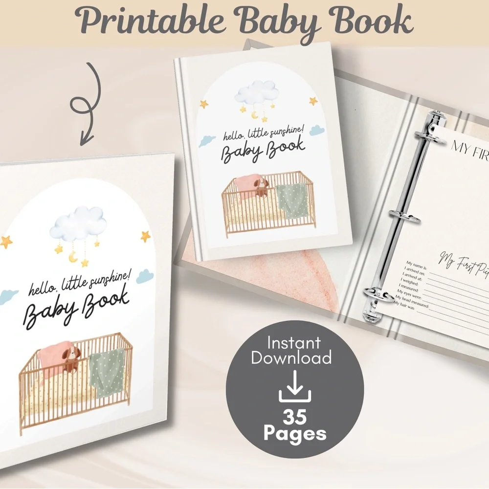 Printable Baby Book with Cloud and Star Design
